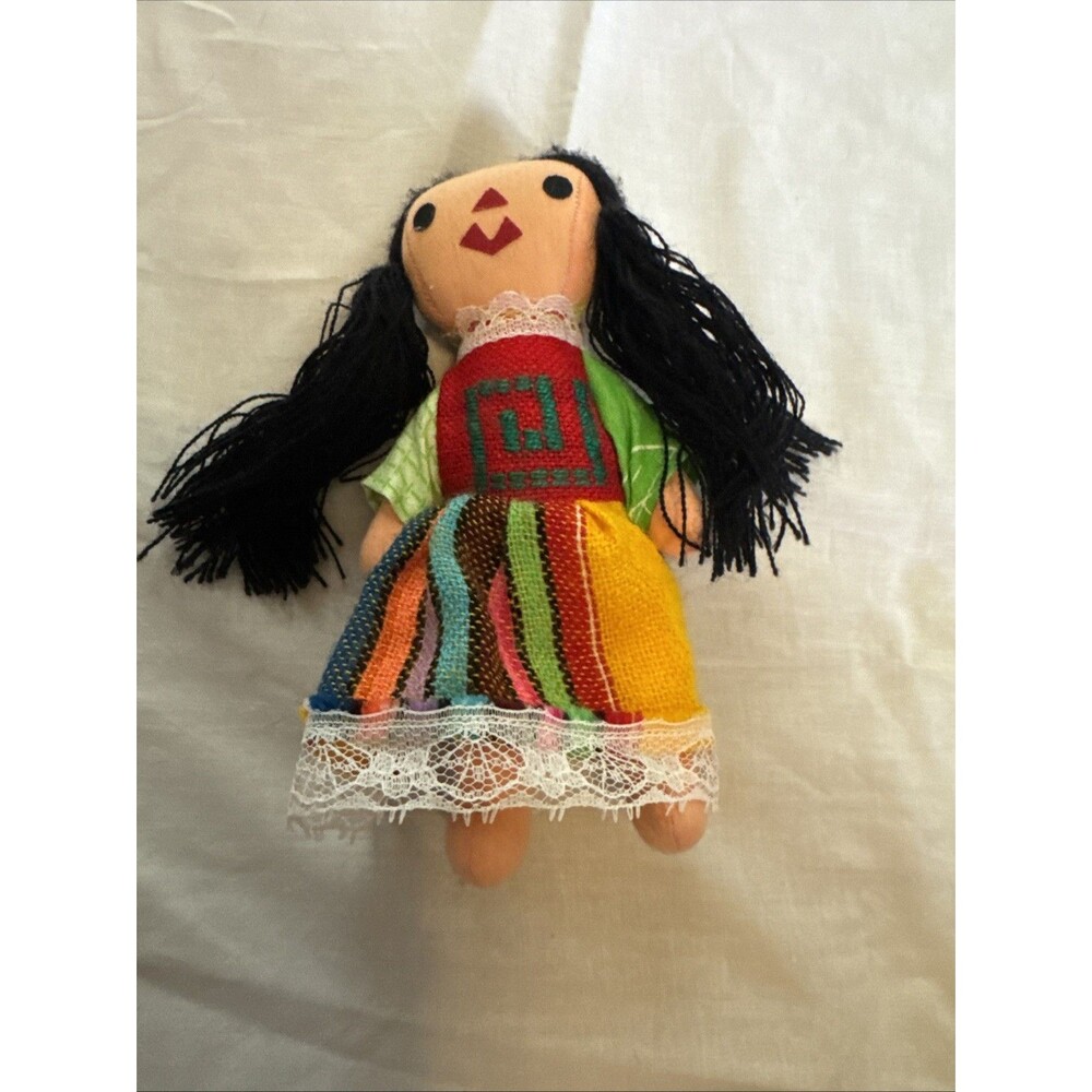 Mexican Fiesta Handmade Costume 6" Rag Doll Colorful Folk Art Plush